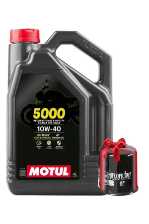 Nouvelle Collection Huile moto Motul 5000 4T 10W40 4 Litres + Filtre à Huile Offert