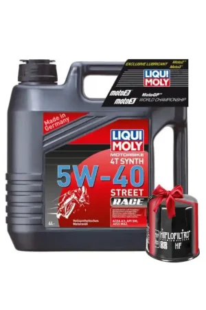 Jusqu'à Épuisement Des Stocks Huile Moto LIQUI MOLY 5W40 Full Synthetic Motorbike Race 4 Litres + Filtre à Huile Offert