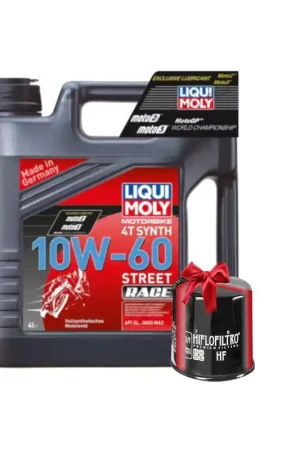 Huile Moto LIQUI MOLY 10W60 Full Synthetic Motorbike Race 4 Litres + Filtre à Huile Offert Livraison Express