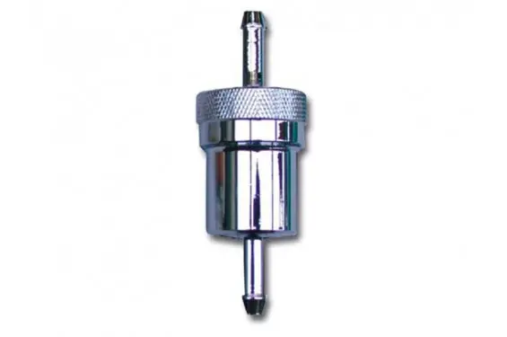 Filtre à essence Alu Rond pour durite de 5 et 6mm, longueur 75mm Solde