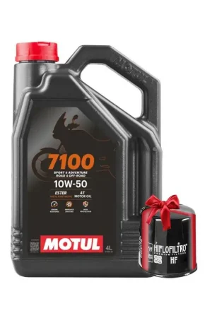 Certifié Huile Moto Motul 7100 10W50 4 Litres + Filtre à Huile Offert