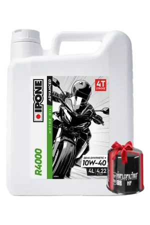 Huile Ipone R4000 4T 10W40 4 Litres + Filtre à Huile Offert Certifié