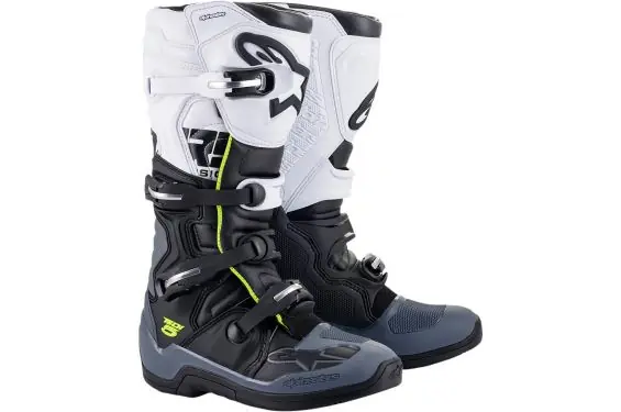 Bottes Moto Cross ALPINESTARS TECH 5 Blanc - Gris - Jaune - Noir Populaire
