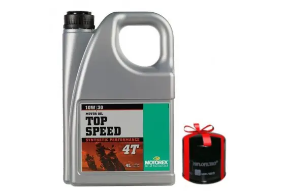 Réduction Huile Motorex Top Speed 4T 5W40 4 Litres + Filtre à Huile Offert