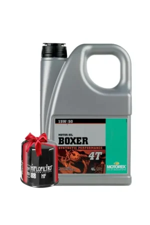 Huile MOTOREX Boxer 4T 15W50 4 Litres + Filtre à Huile Offert Satisfait Ou Remboursé