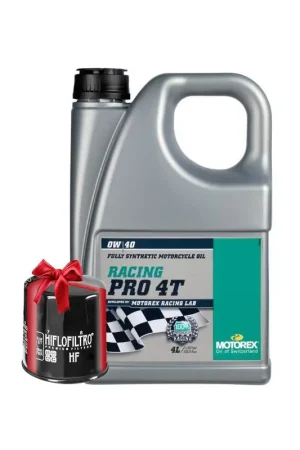 Huile Motorex Racing Pro 4T 0W40 4 Litres + Filtre à Huile Offert Soldes