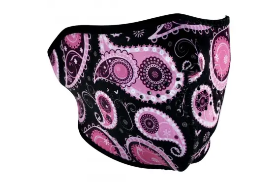 1/2 Masque Facial Néoprène ZANHEADGEAR Purple Paisley Moto - Quad - Scooter Must-Have