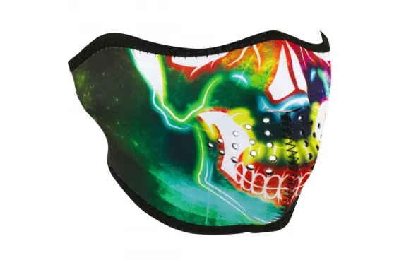 Acheter Direct 1/2 Masque Facial Néoprène ZANHEADGEAR Neon Skull Moto - Quad - Scooter