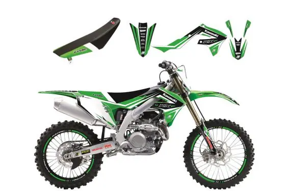 Kit Déco Kawasaki Dream Graphic 4 + Housse de selle pour KX85 (01-13) Prix Réduit