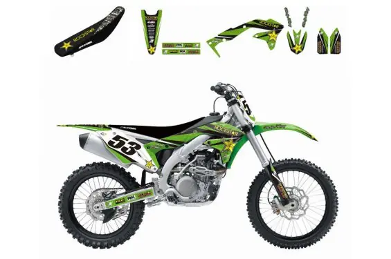 Commander Maintenant Kit Déco Kawasaki Rockstar Energy Drink + Housse de selle pour KX450 F (12-15)