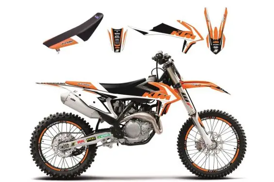 Kit Déco KTM Dream Graphic 4 + Housse de selle pour SX125, SX150 et SX250 (19-20) Commander Vite
