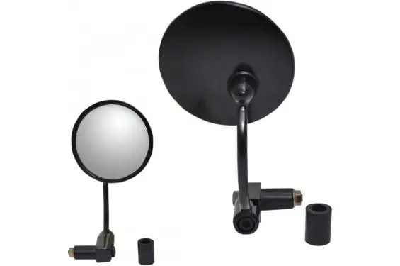 Certifié Rétroviseur Moto Embout de Guidon Réversible PARTS UNLIMITED Rond Noir Ø10cm