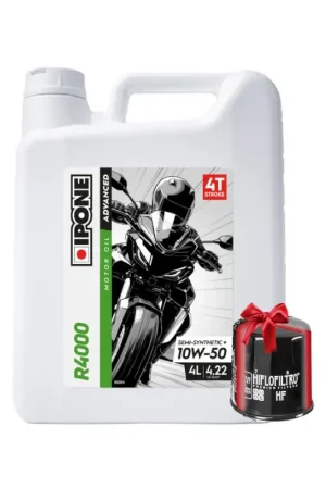Huile Ipone R4000 4T 10W50 4 Litres + Filtre à Huile Offert Offre Du Jour