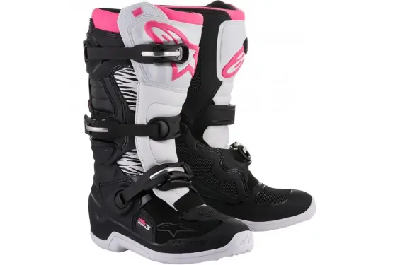 Bottes Moto Cross Femme ALPINESTARS STELLA TECH 3 Noir - Blanc - Rose Offre Du Jour