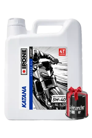 Vente Directe Huile Ipone KATANA 5W40 4T, 4 Litres + Filtre à Huile Offert