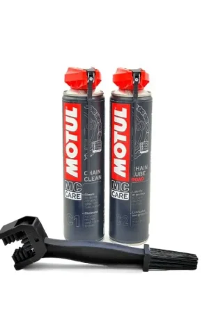 Kit Entretien Chaîne Motul Route - Chain Clean C1 + Chain Lube C2 + Brosse Promotion Saisonnière